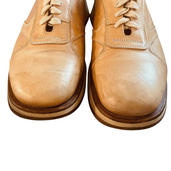 🍒 Y2K Leather Platform Sneakers Shoes Balthazar Paris Preppy‎ Tan Size EU 40 - Picture 4 of 11